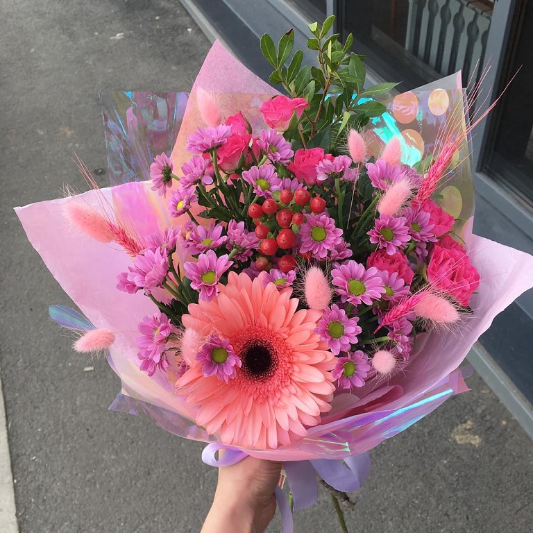 Букет цветов из: Розы, Герберы и Хризантемы в Ивановское