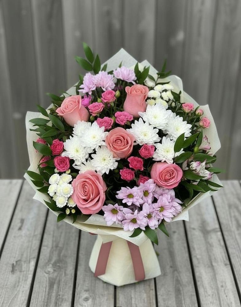 Букет цветов из: Альстромерии, Гвоздики, Розы и Хризантемы в Ивановское