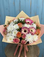 Букет цветов из:  Розы, Герберы и Хризантемы в Ивановское