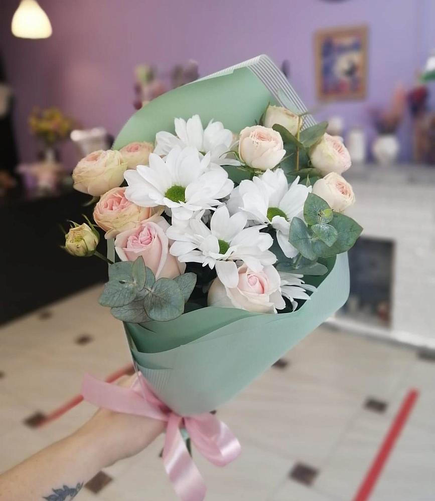 Букет цветов из: Хризантемы и Розы в Ивановское