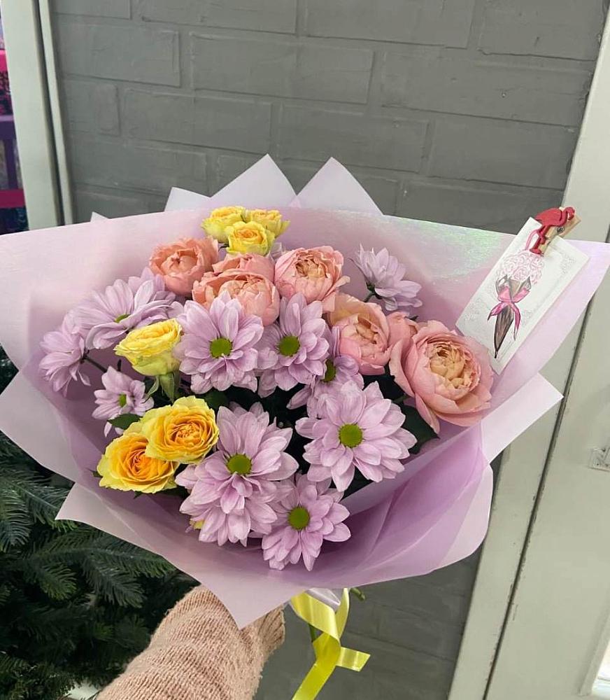 Букет цветов из: Хризантемы и Розы в Ивановское