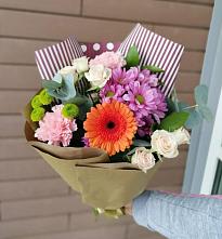Букет цветов из:  Розы, Хризантемы, Гвоздики и Герберы в Ивановское