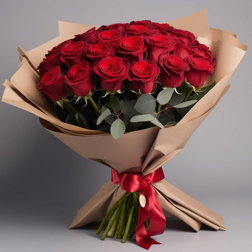 Букет 25 Красных роз Лотус в Ивановское