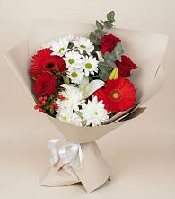 Букет цветов из:  Розы, Хризантемы, Герберы и Лилии в Ивановское