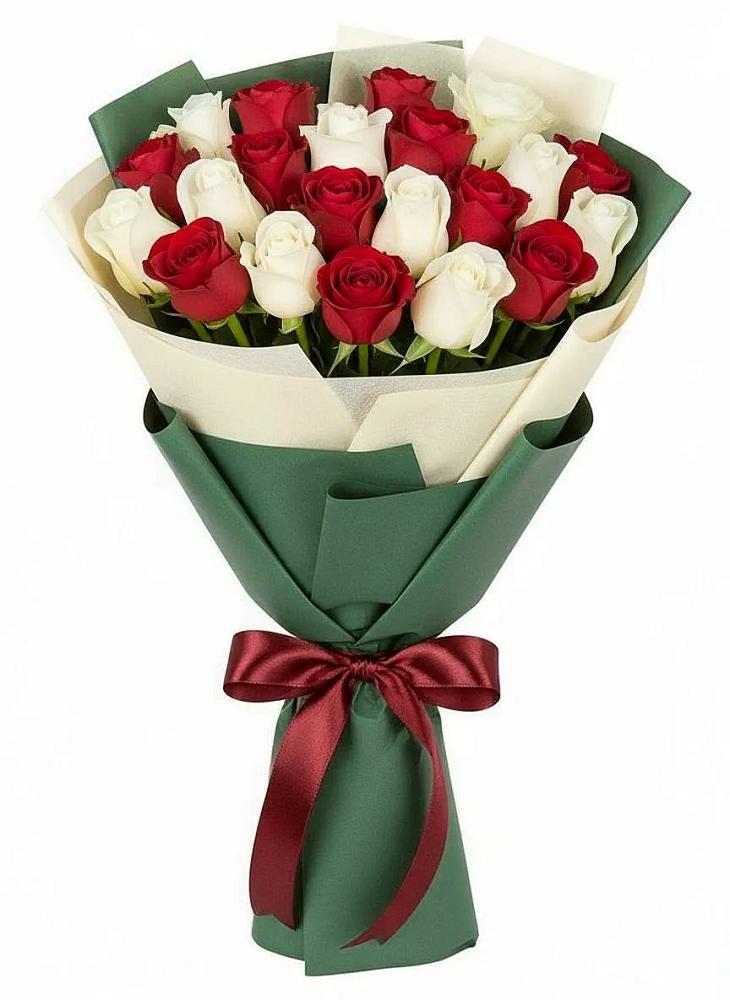 Букет Микс из красных и белых роз в Ивановское