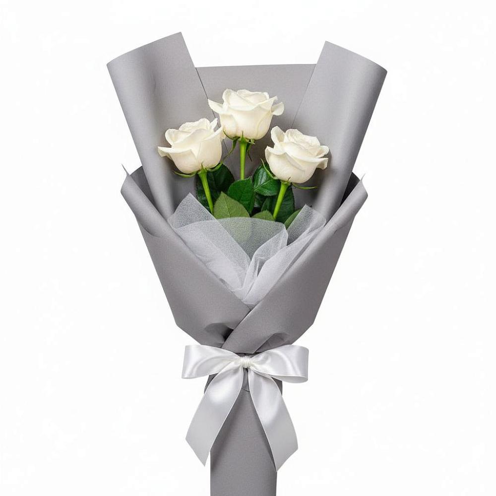 Букет 3 белые розы в Ивановское