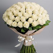 Букет 101 беля роза Белоснежка в Ивановское