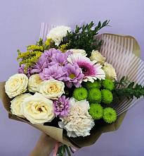 Букет цветов из:  Хризантемы, Розы, Гвоздики и Герберы в Ивановское
