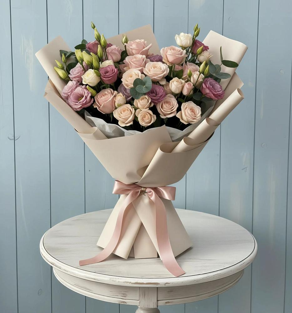 Букет цветов из: Розы и Лизиантусы в Ивановское