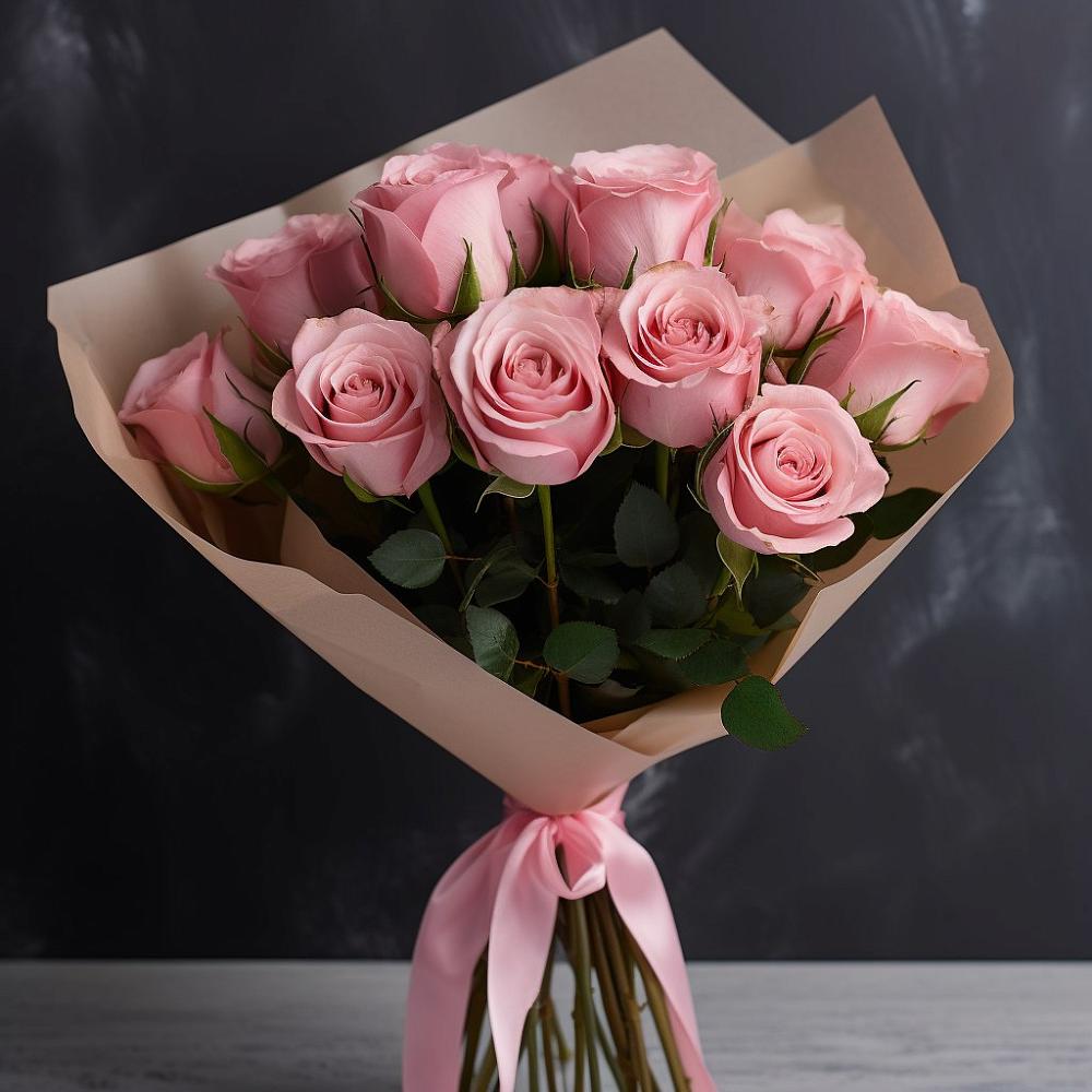 Букет 11 розовых роз в Ивановское