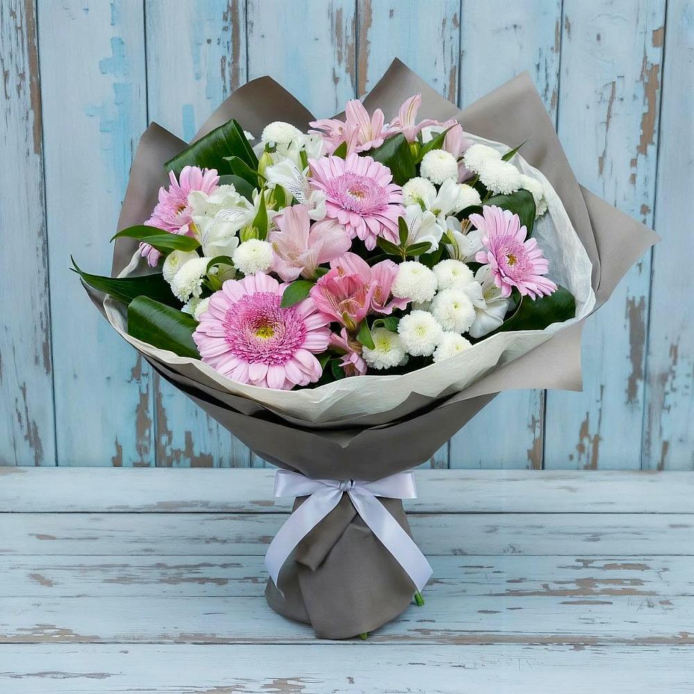 Букет цветов из: Герберы, Альстромерии и Хризантемы в Ивановское