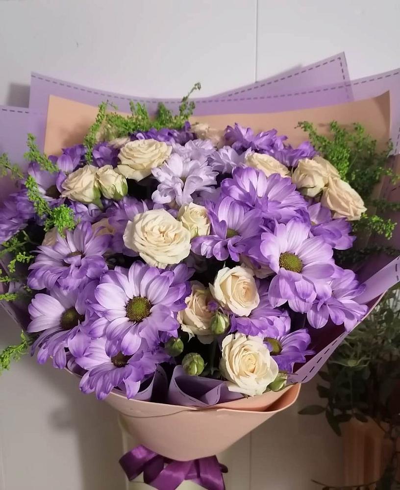 Букет цветов из: Хризантемы и Розы в Ивановское