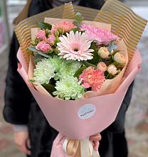 Букет цветов из:  Герберы, Хризантемы и Розы в Ивановское