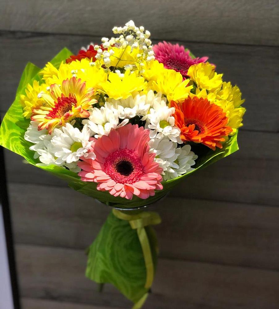 Букет цветов из: Герберы и Хризантемы в Ивановское