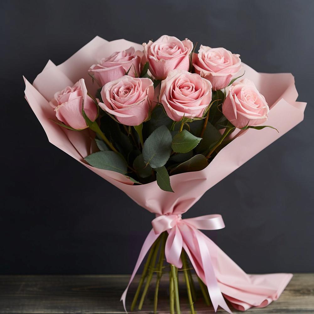 Букет 7 розовых роз в Ивановское